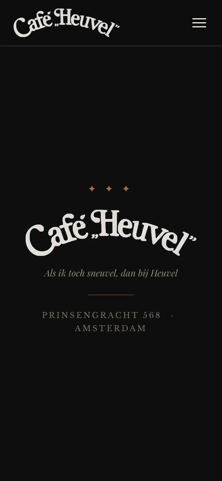 De homepage van cafeheuvel.nl op een telefoon